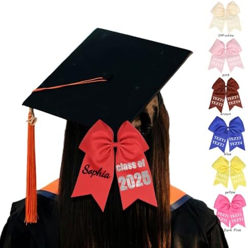 Personalized Graduation Bow Class of 2025 Custom Name Graduation Cap Bow Class of 2025 Hair Accessories for Cap Decorations