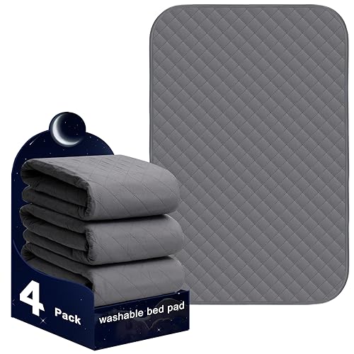 Brosive Waterproof Pads for Bed 24x36 Inch( 4pack),Incontinence Pads for Bed,Washable Bed Pads,Washable Incontinence Pads for Kids,Adults,Elderly,Pets,Bed Wetting Pads,Washable Bed Pads for Adults