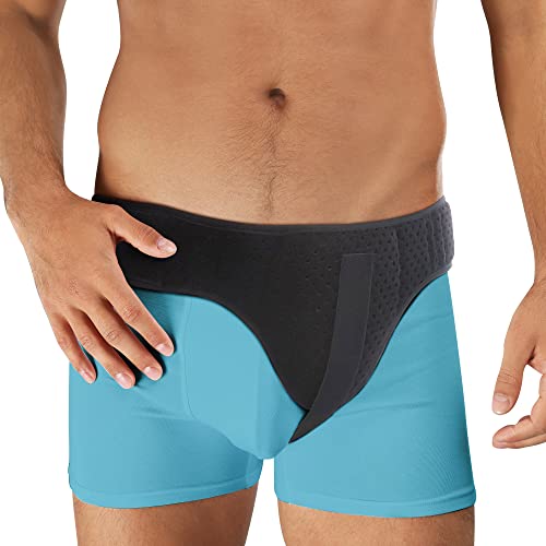 Hernia Belt for Men Inguinal Hernia Support | Groin or Lower Abdominal Truss for Women or Mens Inguinal Hernias Support Belt | With Pressure Pad Compression Fits Left or Right Groins Legs (LARGE)