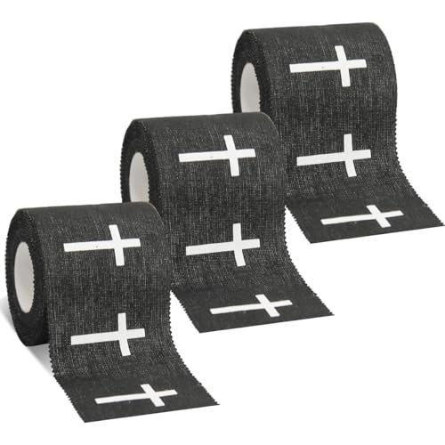 3 Pcs Cross Soccer Tape Christian Athletic Tapes Religious Sport Tape Wrist Tape Cross Black Tapes for Soccer Football Baseball Gymnastics Boxing Christian Church Gifts Tennis 2IN X 23FT