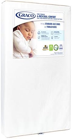 Graco 6-Inch Dual-Comfort Crib & Toddler Mattress - GREENGUARD Gold and OEKO-TEX STANDARD 100 Certified, CertiPUR-US Certified Foam, 2-Sided Mattress Fits Crib & Toddler Bed, Waterproof Sleep Surface