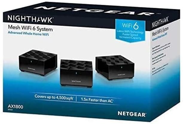 Netgear Nighthawk Whole Home Mesh WiFi 6 System, 3-Pack (MK63-100NAS)