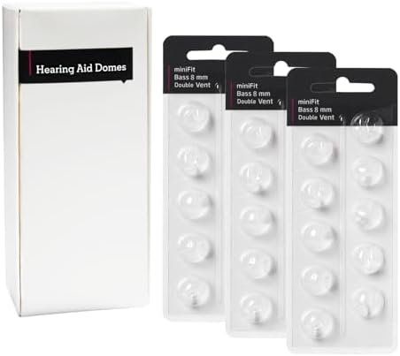 Hearing Aid Domes for Oticon Replacements, Oticon Minifit Double Vent Bass Domes (8 mm/3 Packs）, Universal Domes for Oticon Hearing Aid Supplies.