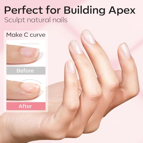 modelones Builder Nail Gel, 2 Pcs Clear and Rose Nude Pink Gel Builder for Nail Thickening Apex Building 8-in-One Rubber Base Gel Polish Nail Strengthener Extend Gel LED Nail Lamp Cured Hard Gel 10 ml