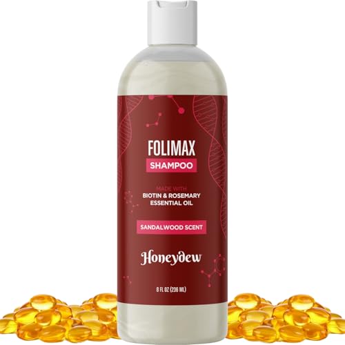 Folimax Biotin Shampoo for Thinning Hair - Thickening Shampoo with Biotin Zinc and Rosemary Oil for Hair Growth - Vegan Sulfate and Paraben Free Volumizing Shampoo for Fine Hair (Sandalwood Scent)