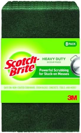 Scotch-Brite Scour Pads, Heavy Duty Scouring Pads for Cleaning Kitchen and Household, multipurpose Scour Pads, 8 Scouring Pads