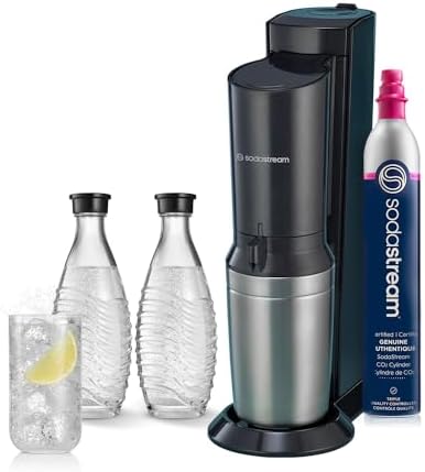 SodaStream - Aqua Fizz Sparkling Water Maker | STARTER KIT | GLASS Carbonator | CQC CO2 System | Includes 2x Elegant Glass Carafes, 1x CO2 Cylinder | Dishwasher Safe | Black