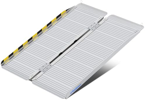 Ruedamann 4 Feet Portable Wheelchair Ramp for Doorways, Non-Slip Aluminum Wheelchair Ramp, Folding Ramp for Home Steps, Threshold Ramp for Wheelchairs, Scooters, Steps, Stairs, Walkers, Pets