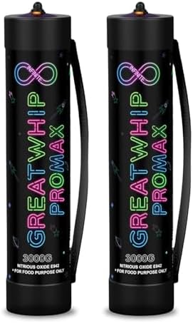 GreatWhip Whipped Cream Chargers, 4.4L Tanks, 3000g Whip Cream Charger Cylinder, 2 Cylinder