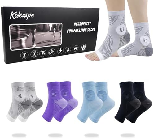 4 Pairs Neuropathy Socks for Women & Men,Nano Comprex Ankle Sleeves Protection Elastic Socks,Soothe Socks for Neuropathy Pain,Anti Fatigue Compression Foot Sleeve Brace Socks
