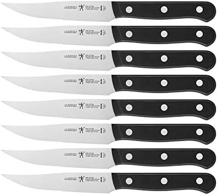 HENCKELS Solution Razor-Sharp Steak Knife Set of 8, German Engineered Informed by 100+ Years of Mastery,Black