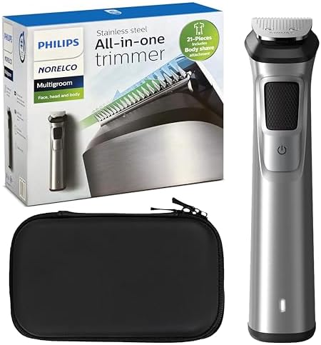 PHILIPS Multi Groomer 8000 Series, 21 Piece Grooming Kit, Beard Trimmer for Men, All-in-One Precision Trimmer for Face, Head, and Body