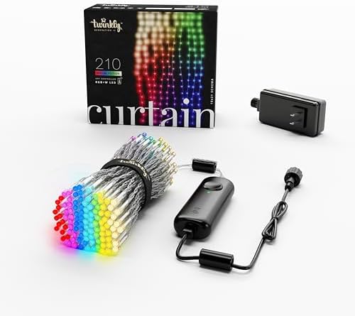 Twinkly Christmas Curtain Lights 210 RGB+W LEDs - App-Controlled, Sync with Music, Indoor & Outdoor Use, Compatible with Google Assistant, Amazon Alexa, Apple HomeKit, Bluetooth & WiFi Connectivity