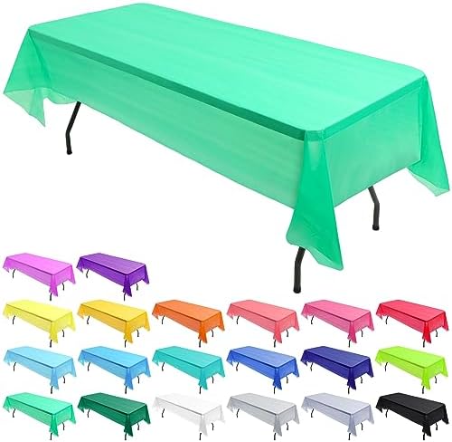 Preboun 40 Pcs Disposable Plastic Tablecloth Bulk 54 x 108 Inch Assorted Color Tablecloth Rectangle Plastic Table Cover Decorative Disposable Table Cloths for Theme Party Birthday Wedding, 20 Colors