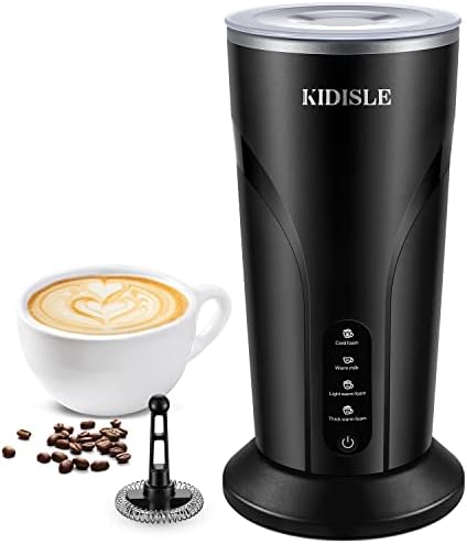 4-in-1 Electric Milk Frother and Steamer, Milk Steamer with Keep Warm Function, Automatic Warm and Cold Foam Maker, Frother for Coffee, Latte, Hot Chocolate, Macchiato, Cappuccino, Black