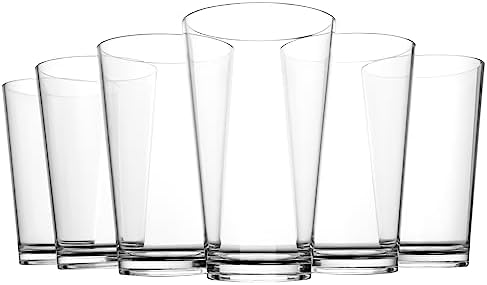 Clear Drinking Glasses - Unbreakable Acrylic Glasses Drinkware 18 oz set of 6 - BPA Free Dishwasher Safe Reusable Plastic Cups for Kitchen Party Outdoor (Look Like Glass)