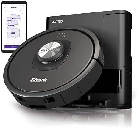Shark RV2310AE Matrix Self-Emptying Robot Vacuum with Bagless, 45-Day Capacity, Self-Cleaning Brushroll for Pet Hair, No Spots Missed on Carpets & Hard Floors, Precision Home Mapping, Wi-Fi, Black