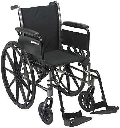 Drive Medical Cruiser III Light Weight Wheelchair with Flip Back Removable Arms, Full Arms, Swing away Footrests, 16'' Seat