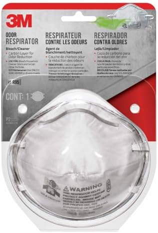 3M R95 Odor Respirator 8246, 1 Pack, NIOSH-APPROVED R95, Carbon Layer For Odor Reduction, Use For Bleach/Household Cleaner, Advanced Filter Media For Easy Breathing, Cushioning Nose Foam (8246H1-C)