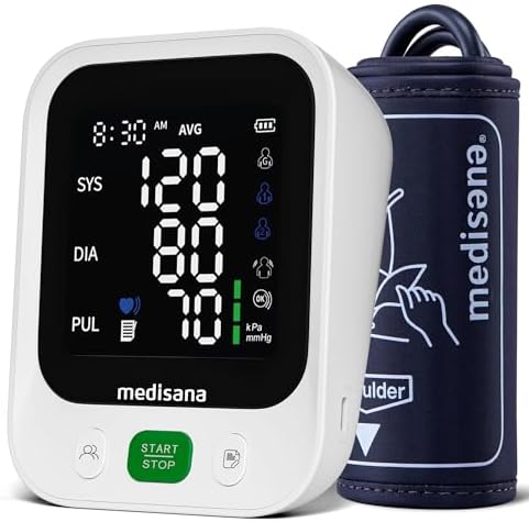 Blood Pressure Monitor with 2x199 Sets Memory, Medisana Automatic Upper Arm Blood Pressure Monitor for Home Use, 4.5" Color LED Backlit Display, Adjustable Large Cuff, Home Hypertension Detector