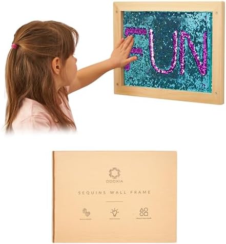 ODOXIA Sequin Wall Panel for Kids | Interactive Sensory Wall Panel & Flip Fabric Board | Reversible Sequin Sensory Wall Decor for Play & Learning | Sensory Room Equipment & Autism Toys