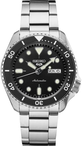 Seiko Automatic Watch for Men - 5 Sports - Day/Date Calendar, LumiBrite Hands and Markers, and Rotating Bezel, 100m Water-Resistant