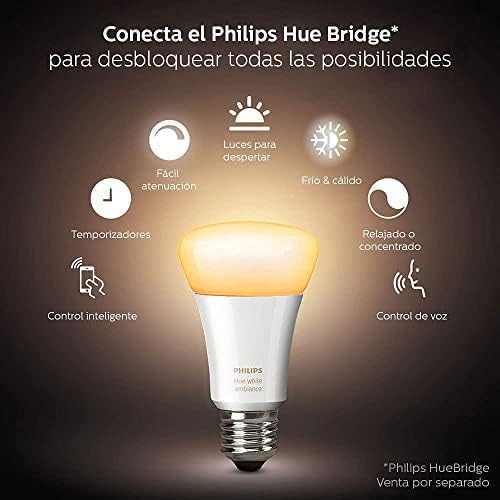 Philips Hue White Ambiance 2-Pack A19 LED Smart Bulb, Bluetooth & Zigbee Compatible (Hue Hub Optional),Compatible with Alexa & Google Assistant – A Certified for Humans Device (Renewed)
