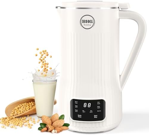 20oz Nut Milk Maker Machine - Multi-Functional Automatic Almond with 10 Blades, Plant-Based, Oat, Soy, and Dairy Free Beverages 12 Hours Timer/Auto-clean/Room Temp/Keep Warm/Boil, White