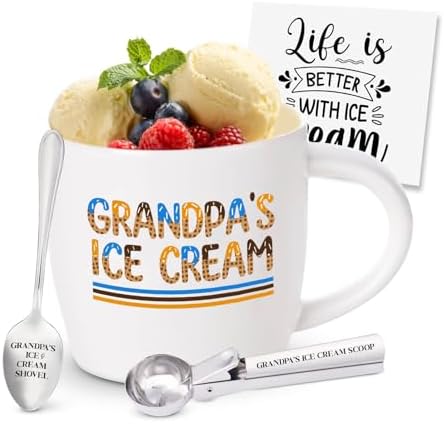 Ithmahco Grandpa Father's Day Gift, Grandpa Ice Cream Bowls, Father's Day Gifts For Grandpas, Grandfather， Summer Father Days Gift From Grandkids, Granddaughter, Grandson