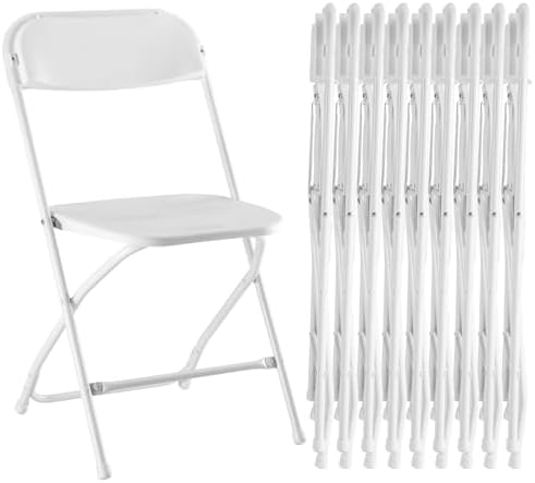 Sweetcrispy Folding Chair 10 Pack, Plastic Foldable Chairs with 330-Pound Capacity, Sturdy Metal Portable Chair, Easy to Use and Store, Outdoor and Indoor, for Home, Office, Party, Comfy, White
