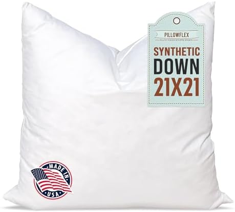 Pillowflex Synthetic Down Pillow Insert - 21x21 Down Alternative, Ultra Soft Large Square Throw Pillow, Couch Sham, Bed Sleeping - 1 Decorative Accent Form