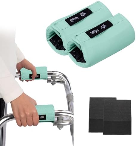 Universal Walker Hand Grip Padded Covers Non-Slip Cushion Foam for Folding Wheelchair Rollator Crutch Handle Pads 2-Pack Cyan