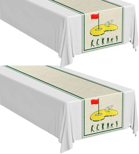2 Pack Golf Table Runner 13 x 72 inches Golf Party Table Decorations for Birthday Party Dining Room Kitchen Tabletop Home Decor