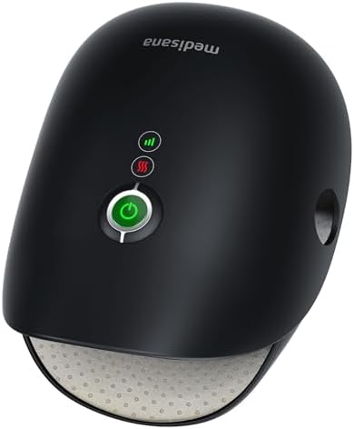 Medisana Hand Massager with Heat and Compression, Cordless Hand Massager for Arthritis and Carpal Tunnel Relief, Knuckle Stretching Massage, Birthday Christmas White Elephant Gifts for Adults-Black