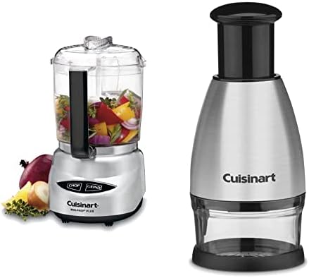 Cuisinart Mini Prep Plus Food Processor, 4 Cup, Brushed Stainless & CTG-00-SCHP Chopper, 8.2" x 3.9" x 3.9", Stainless Steel/Black