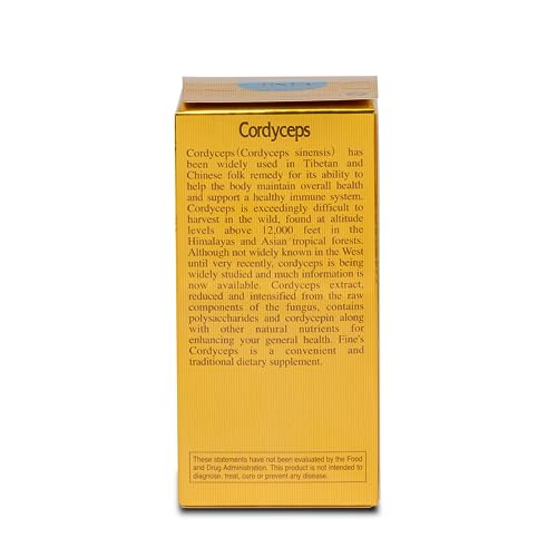 FINE JAPAN Cordyceps Capsules - 120 Count for Optimal Health, Energy & Immune Support