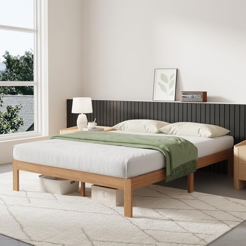 Novilla 12 Inch Wooden Full Size Bed Frame, Classic Solid Wood Platform Bed Frame Full Size, Sturdy Wood Slat Support, No Box Spring Needed, Easy Assembly