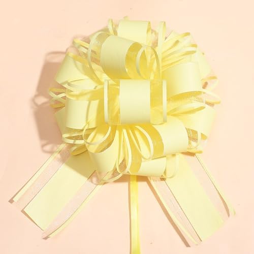 6 PCS Large Pull Bows,Yellow Gift Bow,6 inches,Christmas, Party Birthday Gift Wedding Ribbon Bows for Wrapping Boxes or Flower Decorations, Valentine's Day Gift Decorations(Yellow)