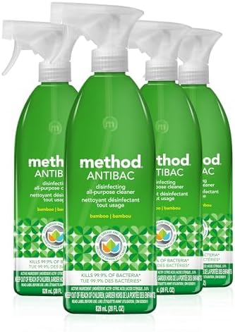Method Antibacterial All-Purpose Cleaner Spray, Bamboo, Kills 99.9% of Household Germs, 28 Fl Oz (Pack of 4)
