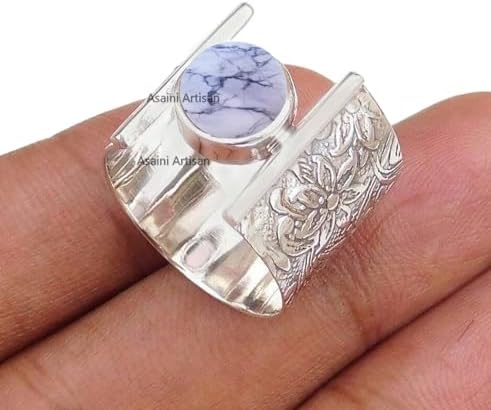 Timeless Elegance: 7MM Round Gemstone Pure 925 Sterling Silver Gift Floral Engraved Ring for Every Occasion