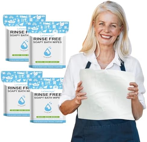 100 Pcs Body Wipes for Adults Bathing No Rinse, Bath Wipes Rinse Free Dry Shower Wipe for Adults. Soap Infused, Disposable Body Cloth for Elderly, Camping, Hiking, GYM & Travel (4 Pack)