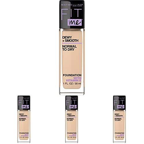Maybelline Fit Me Dewy + Smooth Foundation Makeup, Classic Ivory, 1 Count (Pack of 4)