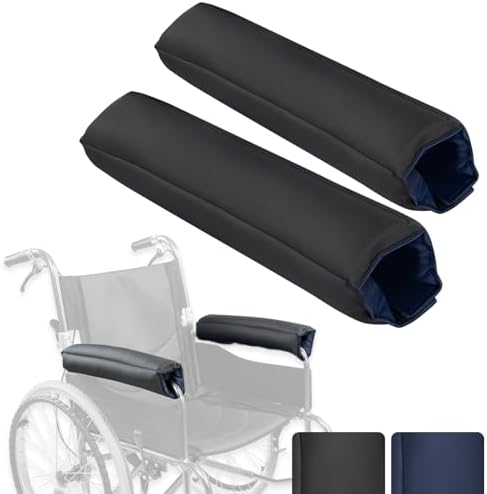 Vive Wheelchair Armrest Pads (2 Pieces) - Easy Clean Arm Covers for Desk Chair, Office - Non-Slip, Reversible Blue/Black Cushion for Rest - Comfortable & Protective Accessories (11")