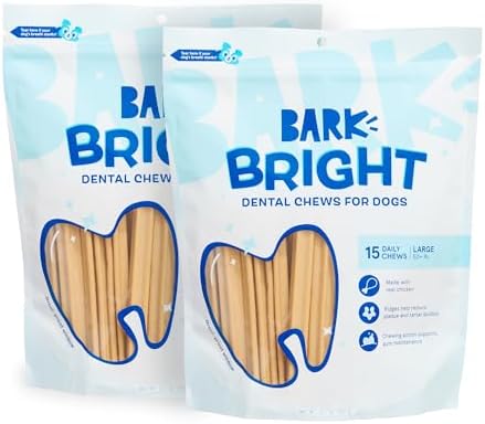 Barkbox Bright Original Dog Dental Chew Sticks Plaque and Tartar Cleaning, Large Breeds, 2X 15 Count Bags - (30 Chews)