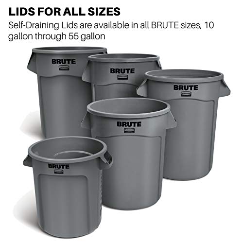 Rubbermaid Commercial Products Brute Trash Can Dome Lid, Blue, 32-Gallon, Black, Compatible with The Rubbermaid Heavy Duty 32 Gallon Garbage Bins (Pack of 2)