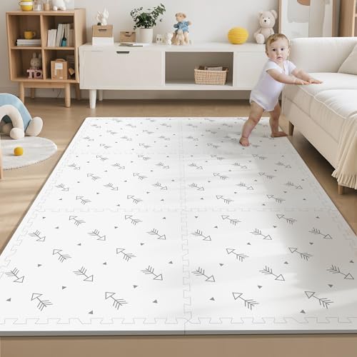 Baby Foam Play Mat-72”x 48” Baby Playmat,6-Piece Interlocking Foam Floor Tiles,Puzzle Mat for Infants and Toddlers,Waterproof,Non Toxic Play Mat for Tummy Time Mat(Arrow)