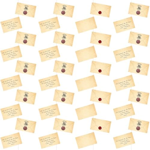 4pcs Magic Wizard Floating Acceptance Letter Decoration 40 Letter Cards Pre-Assembled Hanging Envelope Banner for Christmas Halloween Home Decor Office Classroom Birthday Party Supplies