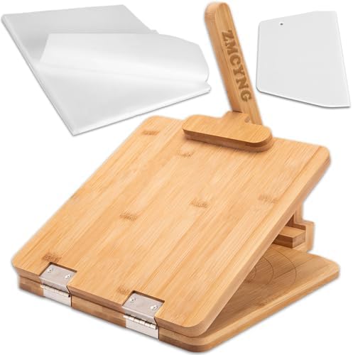 Upgraded Bamboo Wooden Tortilla Press - 10 Inch Square Wood Tortilla Maker Press with 60 Pcs Parchment Paper & Scraper, 4.5” to 10" Mexican Tortillera Presser for Homemade Tortillas, Pataconera
