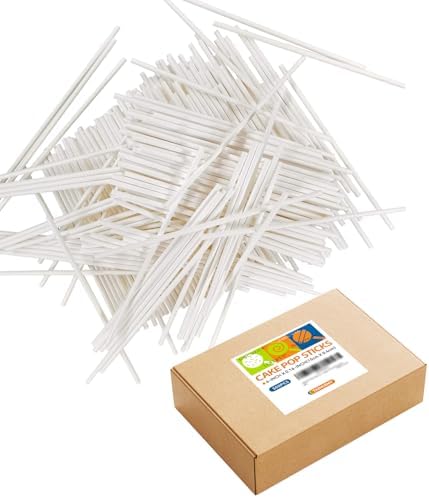 500 Count 6 INCH White Paper Lollipop Sticks,Cake Pop Sticks,Sucker Sticks for Cookies,Rainbow Candy,Chocolate,Cake Topper(Dia 4mm)