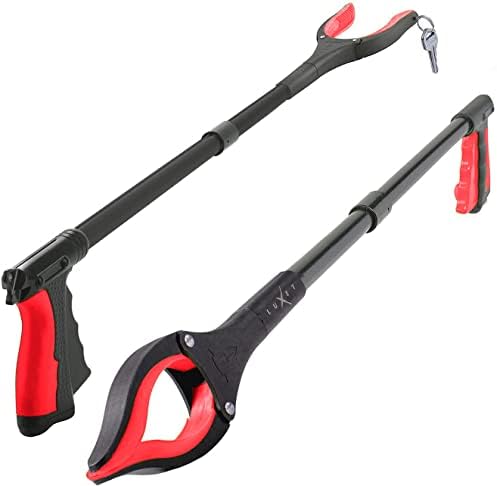 Grabber Reacher Tool - 2 Pack - Updated Version Long 32 Inch Foldable Pick Up Stick - Strong Grip Magnetic Tip Lightweight Trash Picker Claw Reacher Grabber Tool Elderly Reaching - by Luxet (Red)